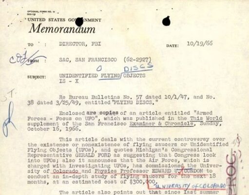 Документы ФБР об НЛО меморандум 1966