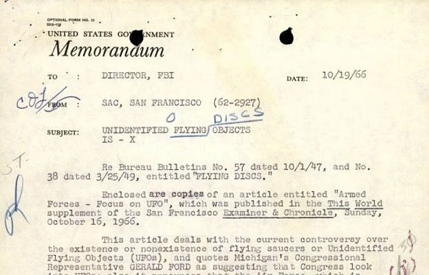 Документы ФБР об НЛО меморандум 1966